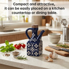 Ceramic Oil & Vinegar Cruet Set with Cork Stoppers – Kitchen Seasoning Bottles