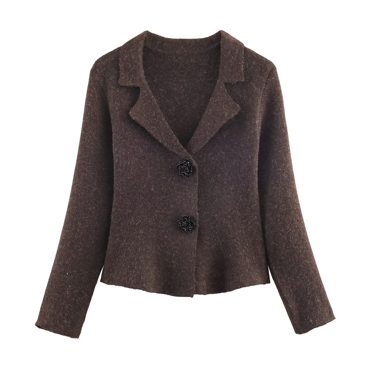 Jewelry button knit suit jacket