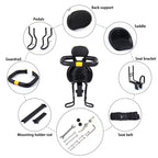 Heavy Duty Front Bicycle Child Seat - Supports 35kg - Adjustable Kids Bike Seat with 3-Point Safety Belt & Non-Slip Pedals