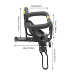 Heavy Duty Front Bicycle Child Seat - Supports 35kg - Adjustable Kids Bike Seat with 3-Point Safety Belt & Non-Slip Pedals