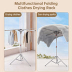 Foldable Octopus Style Standing Clothes Drying Rack – Portable Rotating Laundry Hanger for Balcony, Black