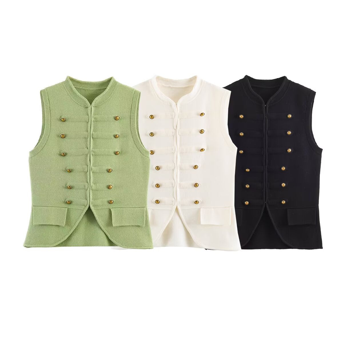 Sleeveless round neck rope knot knit vest top for women