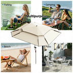 2.0-2.6m Octagonal Fishing Umbrella Portable Beach Sun Shade Camping Parasol UV Waterproof with Carry Bag