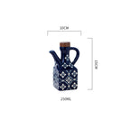 Ceramic Oil & Vinegar Cruet Set with Cork Stoppers – Kitchen Seasoning Bottles