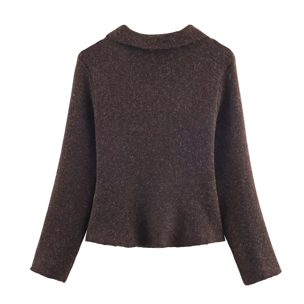 Jewelry button knit suit jacket