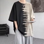 2024 Summer Gradient Color Casual Loose American Style Trend Creative Splicing Handsome Chaopai Heavyweight Men's Clothing Tees