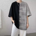 2024 Summer Gradient Color Casual Loose American Style Trend Creative Splicing Handsome Chaopai Heavyweight Men's Clothing Tees