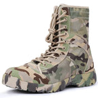Waterproof Men Lace Up Boots Outdoor Botas Breathable Canvas Camouflage Tactical Combat Desert Ankle Shoes D139