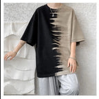 2024 Summer Gradient Color Casual Loose American Style Trend Creative Splicing Handsome Chaopai Heavyweight Men's Clothing Tees