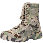 Waterproof Men Lace Up Boots Outdoor Botas Breathable Canvas Camouflage Tactical Combat Desert Ankle Shoes D139
