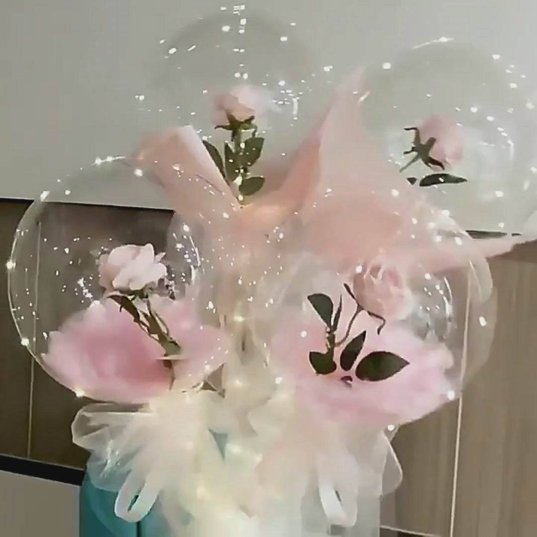 LED Luminous Balloon Rose Bouquet Transparent Bobo Ball Rose