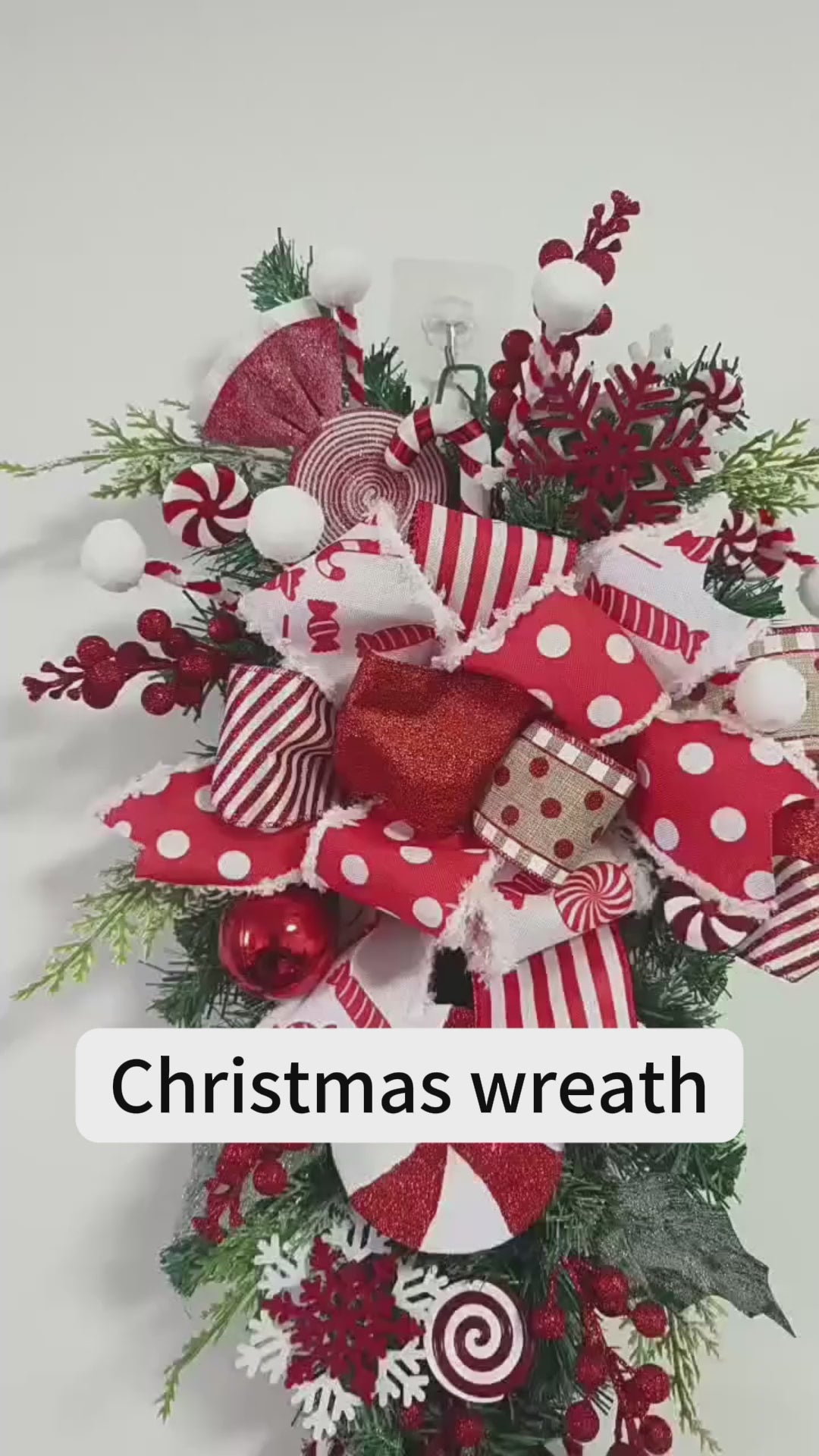 Christmas Wreath Candy Upside Down Tree Garland Artificial Xmas Ornament Hpme Porch Window Door Wall Hanging Decoration