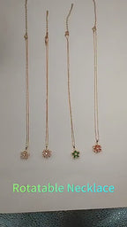 Ins Rhinestones Flowers Necklace Fashion Unique Rotatable Necklace Women's Pendant Jewelry
