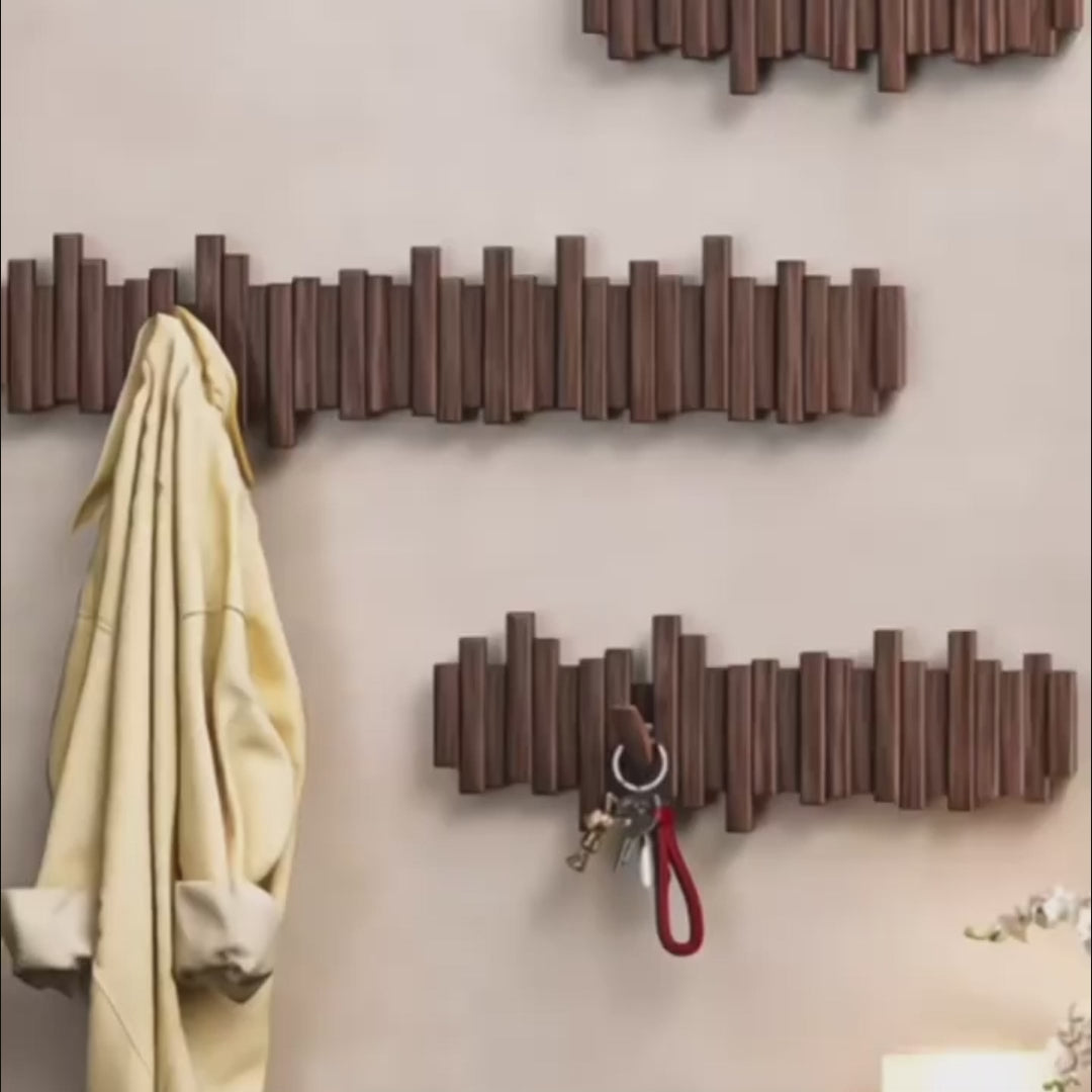 Wall Mounted Wood Coat Racks With 8 Hooks Art Entry Door Porch Hanging Hook Piano Key Shaped Clothes Hook Home Decor