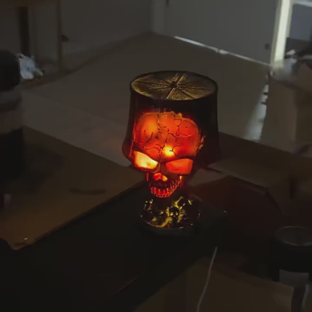 Halloween Lava Stone Skull Lamp Skull Desk Lamp With Spooky Led Light For Halloween Party Mantel Decoration Unique Room Accent