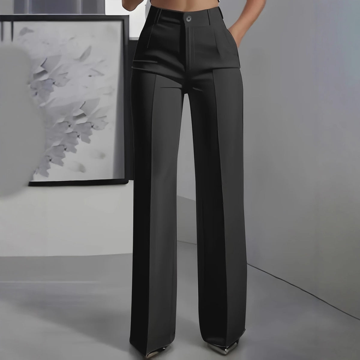 New Cross-border European And American Women's Solid Color Suit Pants Wide-leg Trousers