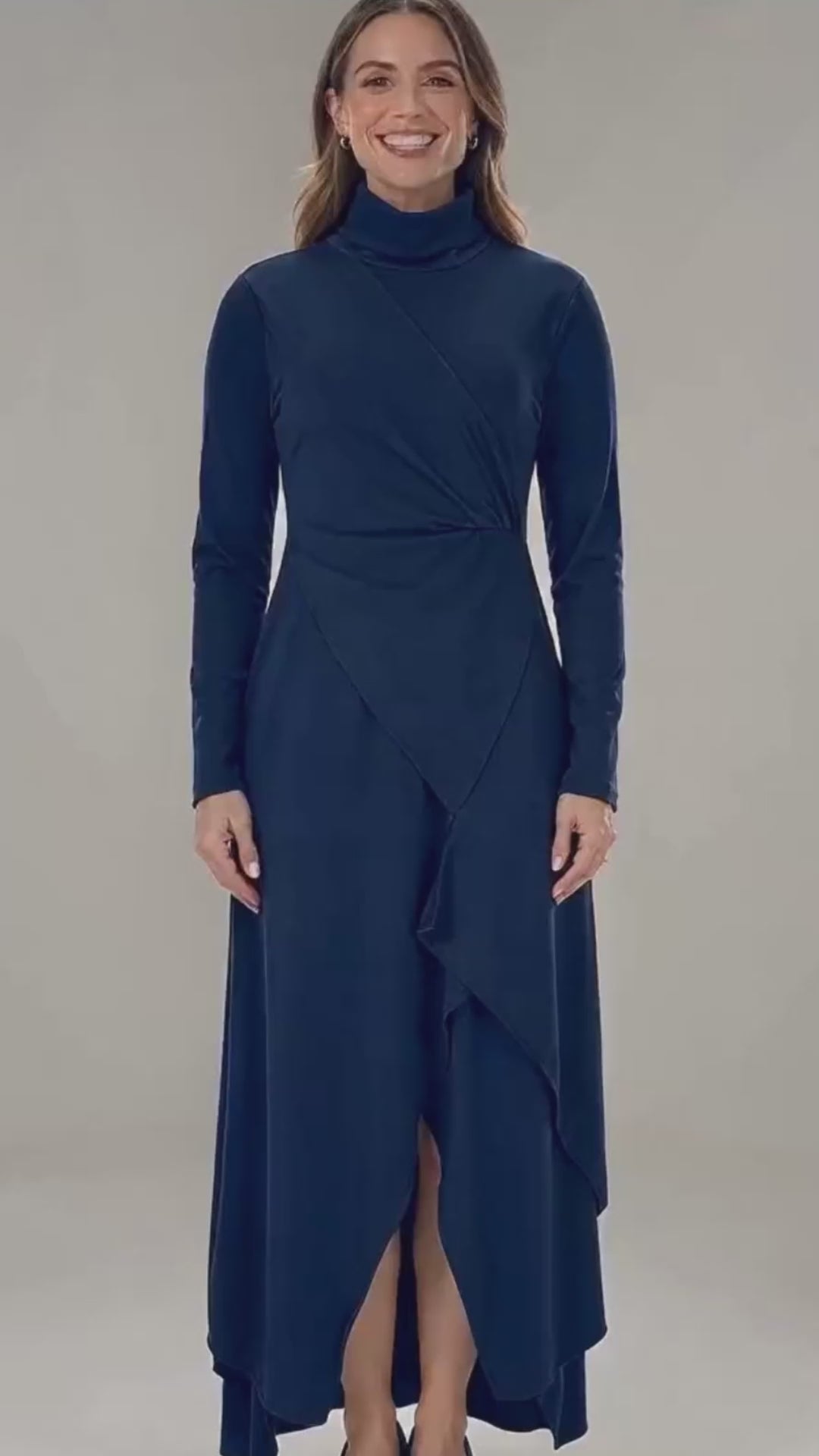 Women's Solid Color Cross Sleeve High Neck Dress Elegant Long Sleeve Bodycon Party Evening Gown Casual Daily Wear Clothing