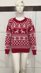 Women Ugly Christmas Sweaters Winter Long Sleeve Knitted Sweater Elk Snowflake Print Knitted Jumpers Knitwear Casual Soft Jacquard Pullover Xmas Look