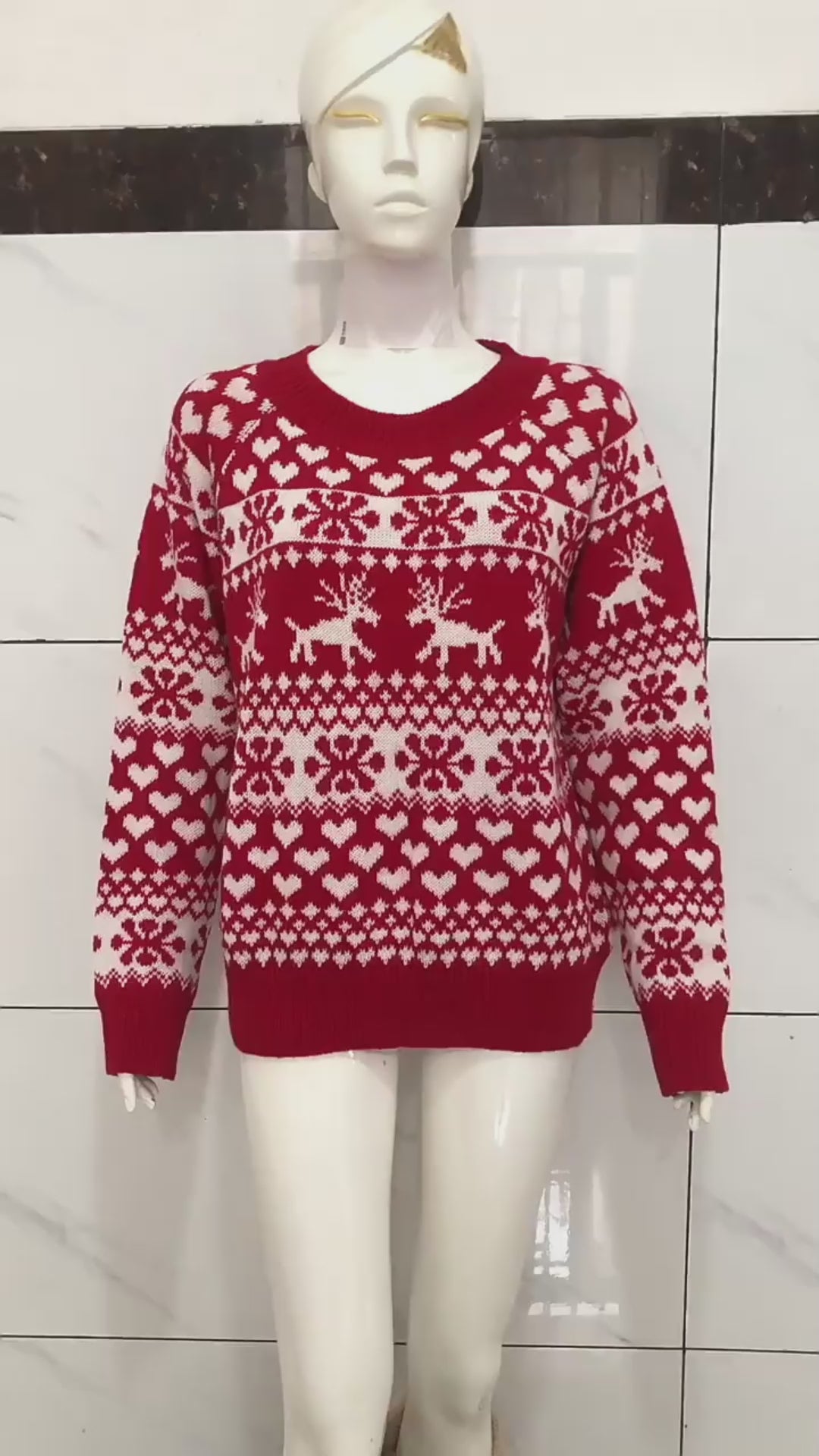 Women Ugly Christmas Sweaters Winter Long Sleeve Knitted Sweater Elk Snowflake Print Knitted Jumpers Knitwear Casual Soft Jacquard Pullover Xmas Look