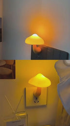 LED Night Light Mushroom Wall Socket Lamp EU US Plug Warm White Light-control Sensor Bedroom Light Home Decoration
