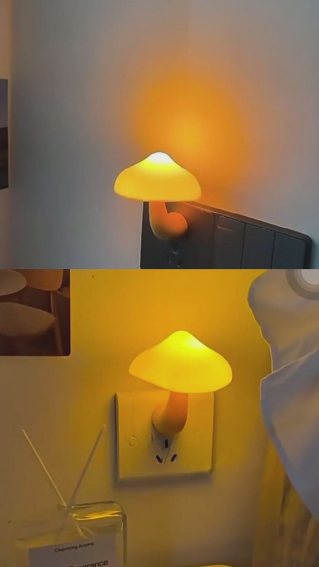 LED Night Light Mushroom Wall Socket Lamp EU US Plug Warm White Light-control Sensor Bedroom Light Home Decoration